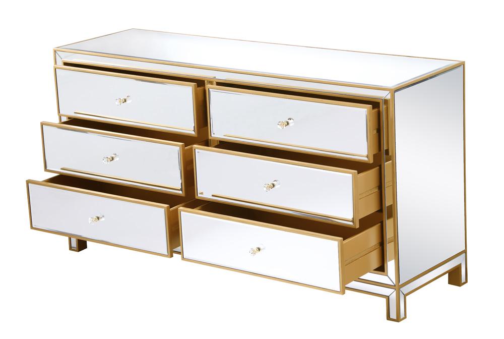 Elegant Furniture & Lighting - Reflexion Cabinet 6 drawers 60in. W x 18in. D x 32in. H in gold - MF72036G veiw 8