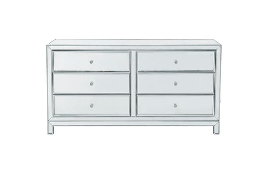 Elegant Furniture & Lighting - Reflexion Dresser 6 drawers 60in. W x 18in. D x 32in. H in antique silver paint - MF72036 veiw 1