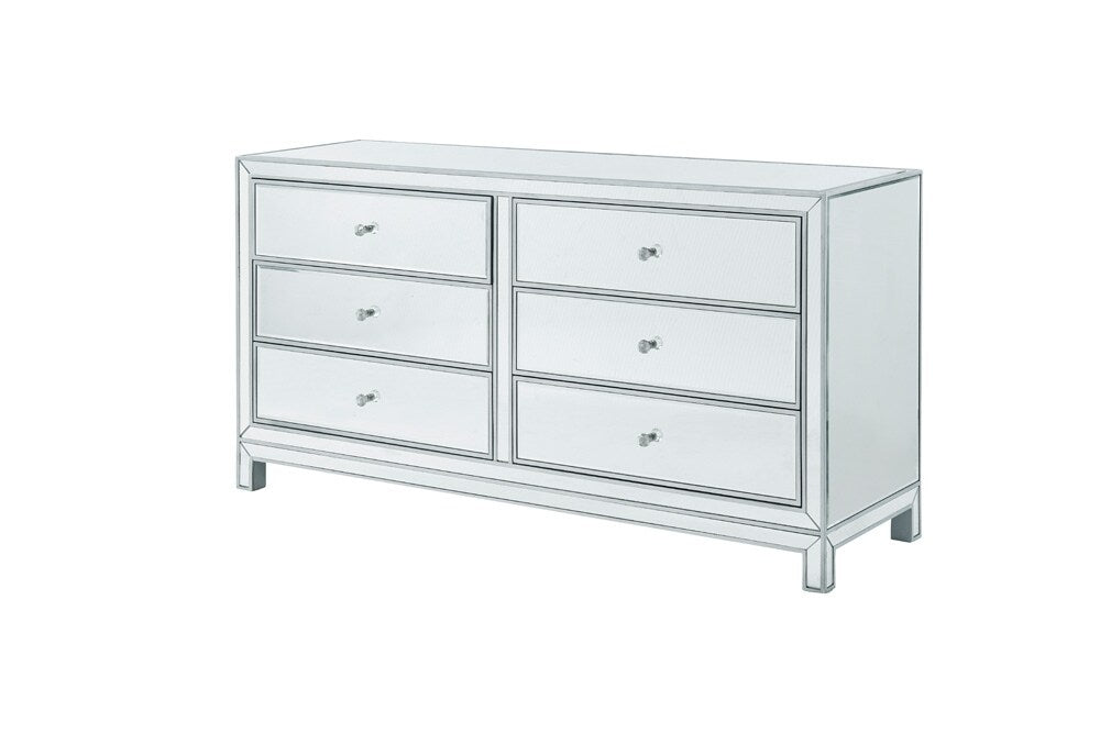 Elegant Furniture & Lighting - Reflexion Dresser 6 drawers 60in. W x 18in. D x 32in. H in antique silver paint - MF72036 veiw 3