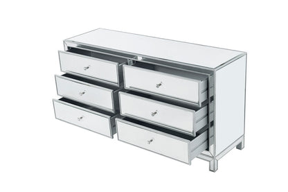 Elegant Furniture & Lighting - Reflexion Dresser 6 drawers 60in. W x 18in. D x 32in. H in antique silver paint - MF72036 veiw 4