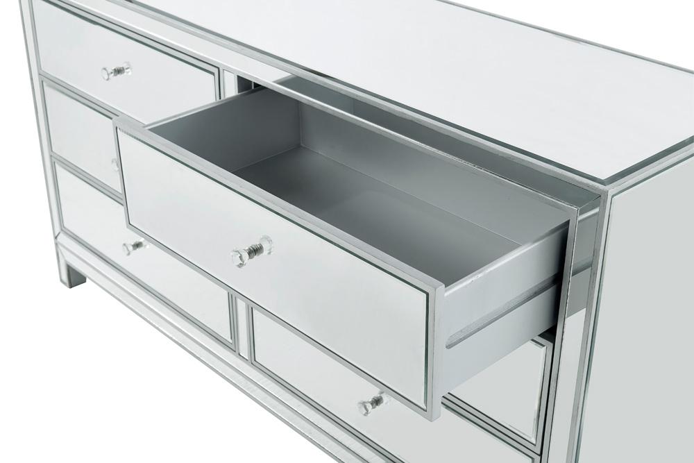 Elegant Furniture & Lighting - Reflexion Dresser 6 drawers 60in. W x 18in. D x 32in. H in antique silver paint - MF72036 veiw 6