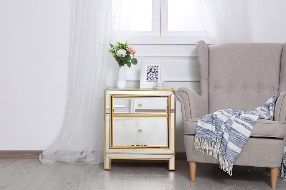 Elegant Furniture & Lighting - Reflexion End table 1 door 21in. W x 14in. D x 24in. H in gold - MF72016G veiw 2