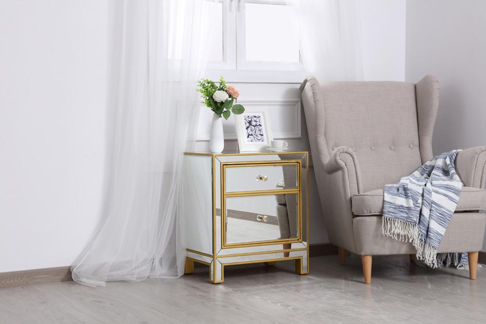 Elegant Furniture & Lighting - Reflexion End table 1 door 21in. W x 14in. D x 24in. H in gold - MF72016G veiw 3
