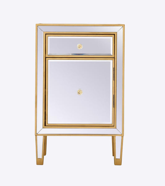 Elegant Furniture & Lighting - Reflexion End table 1 drawer 18in. W x 13in. D x 29in. H in gold - MF72035G veiw 1