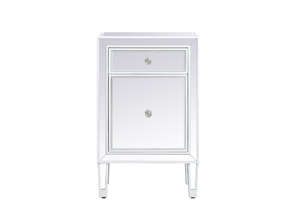 Elegant Furniture & Lighting - Reflexion 18 inch mirrored end table in white - MF72035WH veiw 1