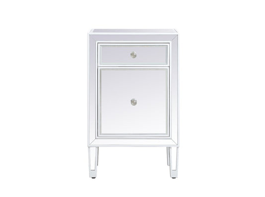 Elegant Furniture & Lighting - Reflexion 18 inch mirrored end table in white - MF72035WH veiw 1