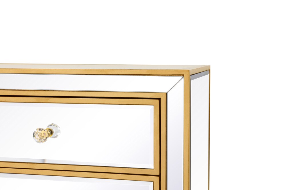 Elegant Furniture & Lighting - Reflexion End table 2 drawers 2 doors 38in. W x 12in. D x 32in. H in gold - MF72002G veiw 8