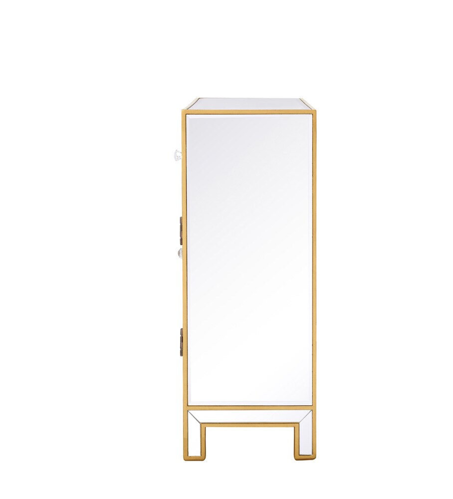 Elegant Furniture & Lighting - Reflexion End table 2 drawers 2 doors 38in. W x 12in. D x 32in. H in gold - MF72002G veiw 9