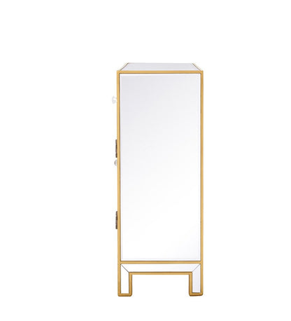 Elegant Furniture & Lighting - Reflexion End table 2 drawers 2 doors 38in. W x 12in. D x 32in. H in gold - MF72002G veiw 9