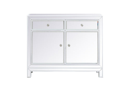 Elegant Furniture & Lighting - Reflexion 38 inch mirrored end table in white - MF72002WH veiw 1