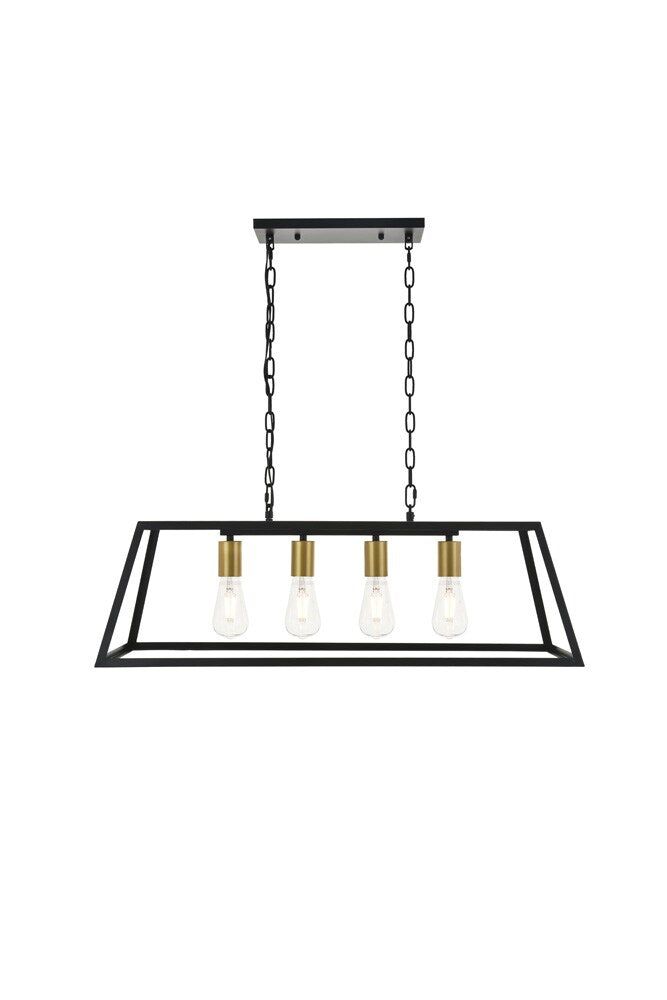 Elegant Furniture & Lighting - Resolute 4 light brass and black Pendant - LD4061D32BRB veiw 1