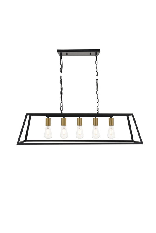 Elegant Furniture & Lighting - Resolute 5 light brass and black Pendant - LD4061D38BRB veiw 1
