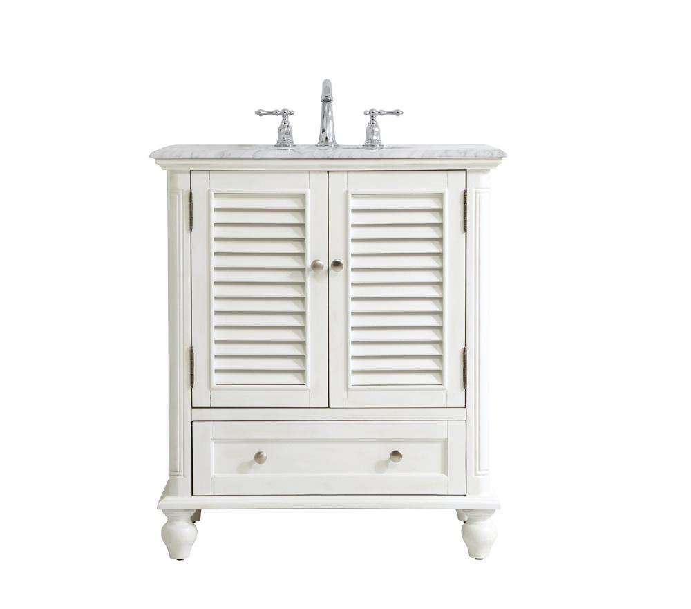 Elegant Furniture & Lighting - Rhodes 30 inch Single Bathroom Vanity in Antique White - VF30530AW veiw 1