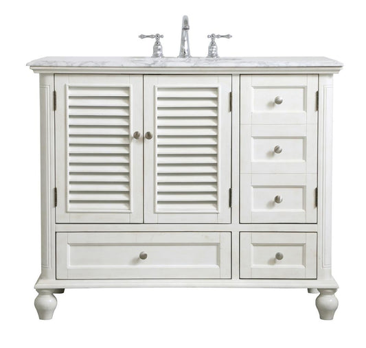 Elegant Furniture & Lighting - Rhodes 42 inch Single Bathroom Vanity in Antique White - VF30542AW veiw 1