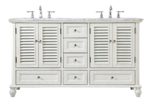 Elegant Furniture & Lighting - Rhodes 60 inch Double Bathroom Vanity in Antique White - VF30560DAW veiw 1