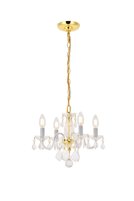 Elegant Furniture & Lighting - Rococo 4 light Gold Pendant Clear Royal Cut Crystal - V7804D15G/RC veiw 1