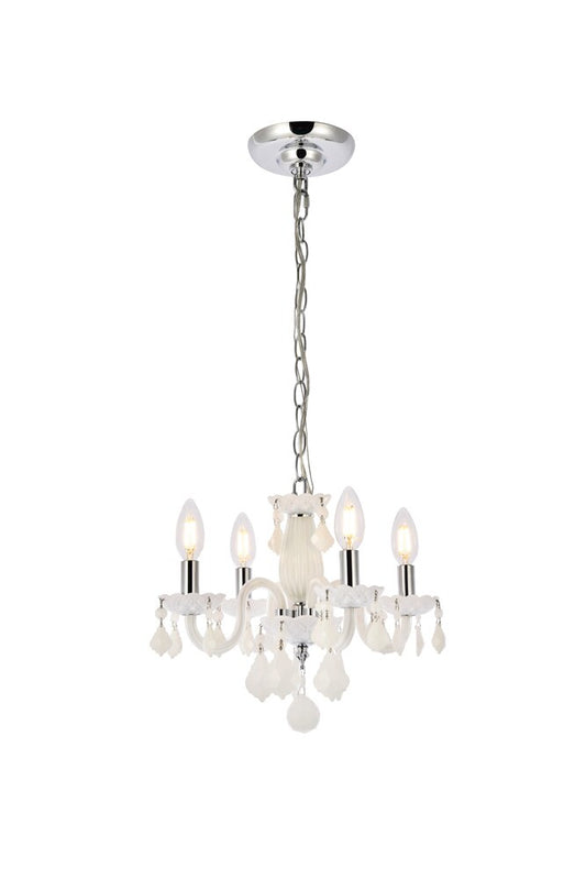 Elegant Furniture & Lighting - Rococo 4 light white Pendant White Royal Cut Crystal - V7804D15WH-WH/RC veiw 1
