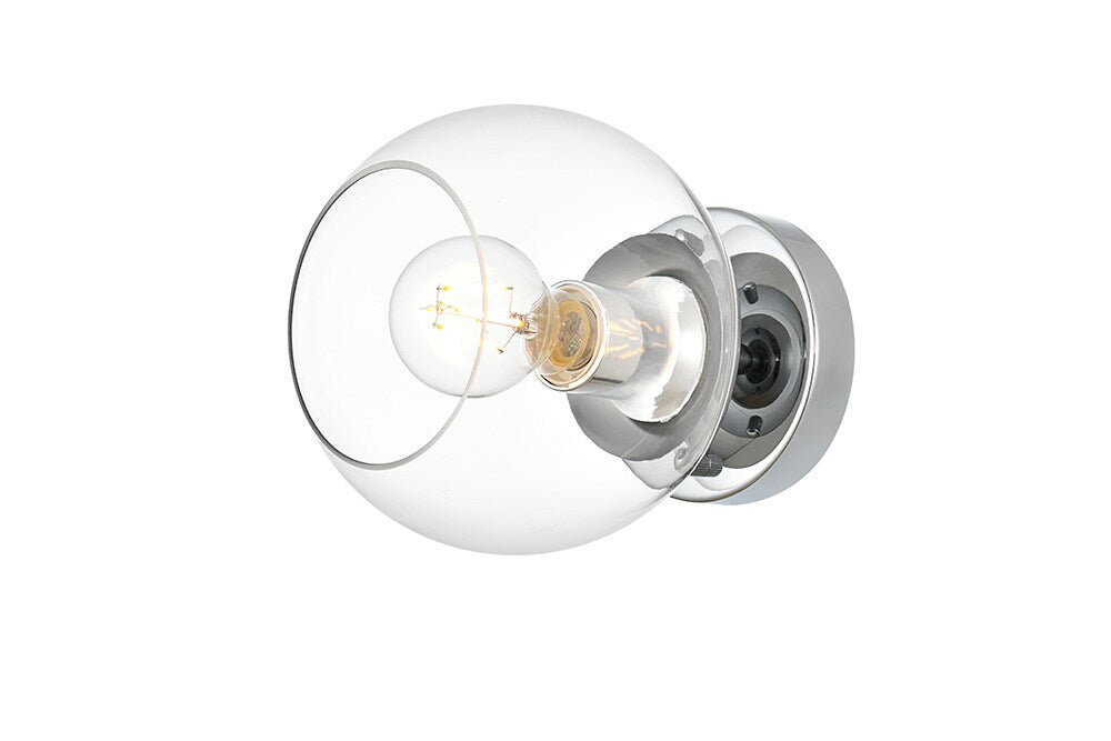 Elegant Furniture & Lighting - Rogelio 1 light Chrome and Clear Bath Sconce - LD7320W7CH veiw 1