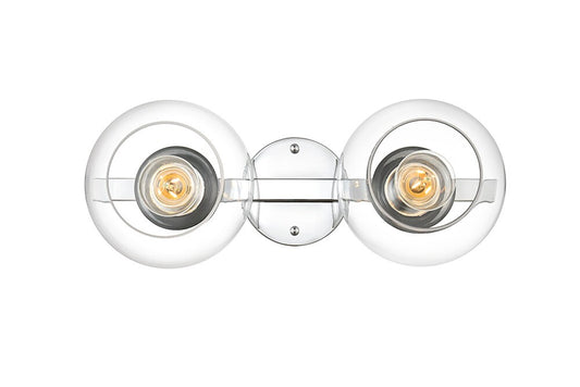 Elegant Furniture & Lighting - Rogelio 2 light Chrome and Clear Bath Sconce - LD7320W17CH veiw 1