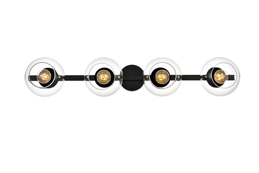 Elegant Furniture & Lighting - Rogelio 4 light Black and Clear Bath Sconce - LD7320W37BLK veiw 1