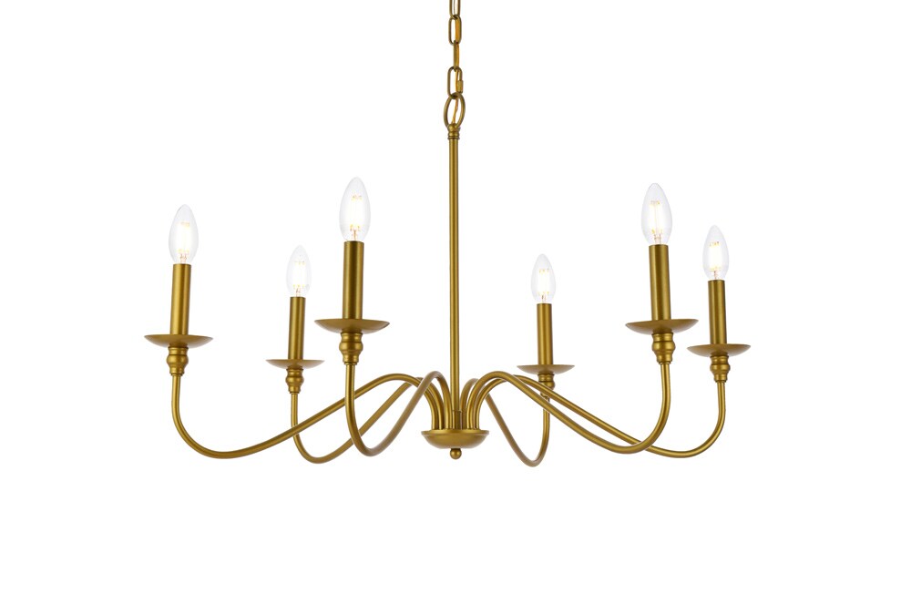 Elegant Furniture & Lighting - Rohan 30 inch chandelier in brass - LD5056D30BR veiw 1