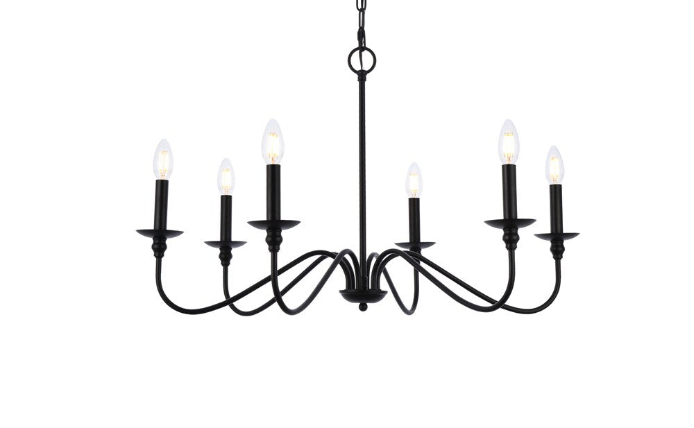 Elegant Furniture & Lighting - Rohan 30 inch chandelier in matte black - LD5056D30MB veiw 1