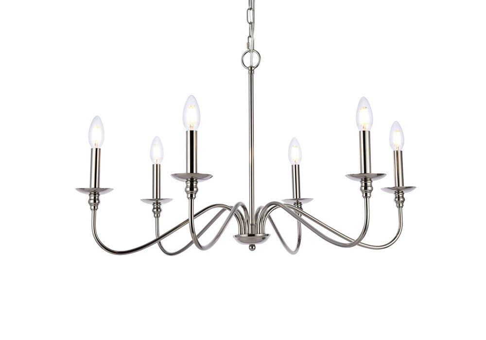 Elegant Furniture & Lighting - Rohan 30 inch chandelier in polished nickel - LD5056D30PN veiw 1