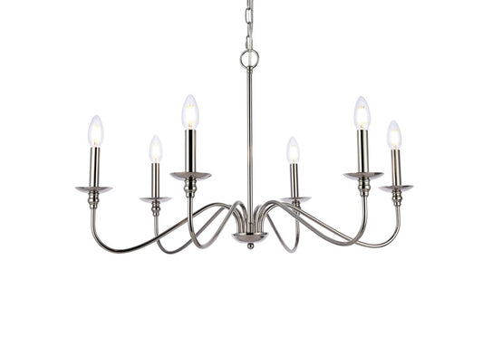 Elegant Furniture & Lighting - Rohan 30 inch chandelier in polished nickel - LD5056D30PN veiw 1