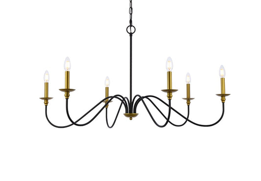 Elegant Furniture & Lighting - Rohan 42 inch chandelier in matte black and brass - LD5056D42BRB veiw 1