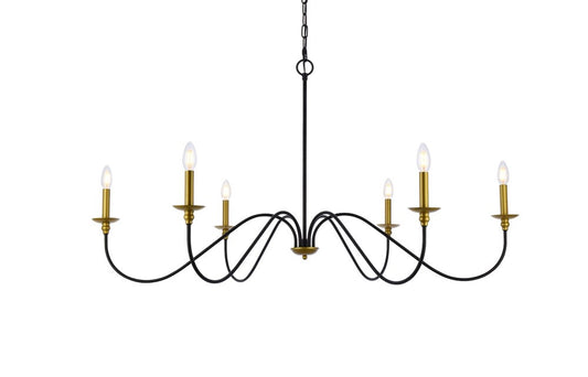 Elegant Furniture & Lighting - Rohan 48 inch chandelier in matte black and brass - LD5056D48BRB veiw 1