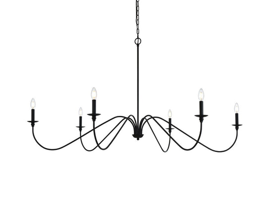 Elegant Furniture & Lighting - Rohan 60 inch chandelier in Matte Black - LD5056D60MB veiw 1