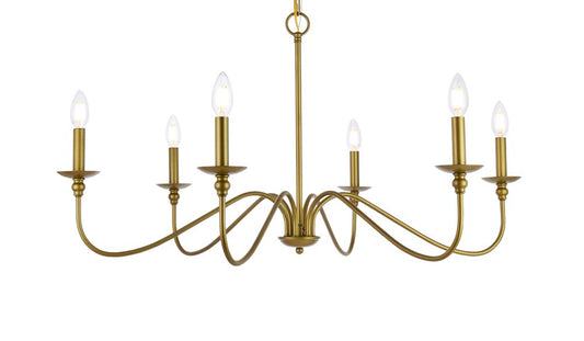 Elegant Furniture & Lighting - Rohan 6 lights brass chandelier - LD5006D36BR veiw 1