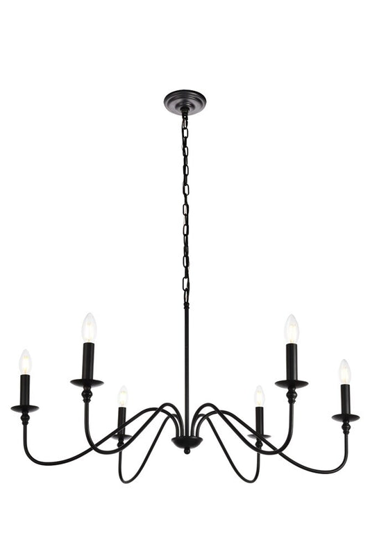 Elegant Furniture & Lighting - Rohan Chandelier D36 H19 Lt:6 Matte Black Finish - LD5006D36MB veiw 1