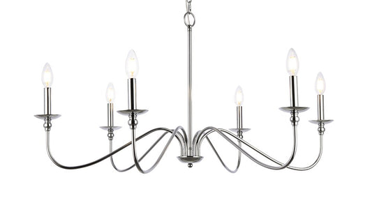 Elegant Furniture & Lighting - Rohan 6 lights polished nickel chandelier - LD5006D36PN veiw 1