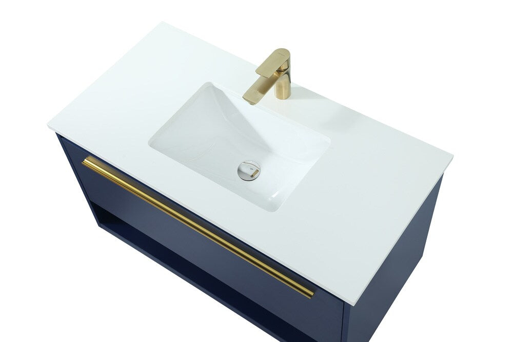 Elegant Furniture & Lighting - Roman 36 inch Single bathroom vanity in blue - VF43536MBL veiw 3