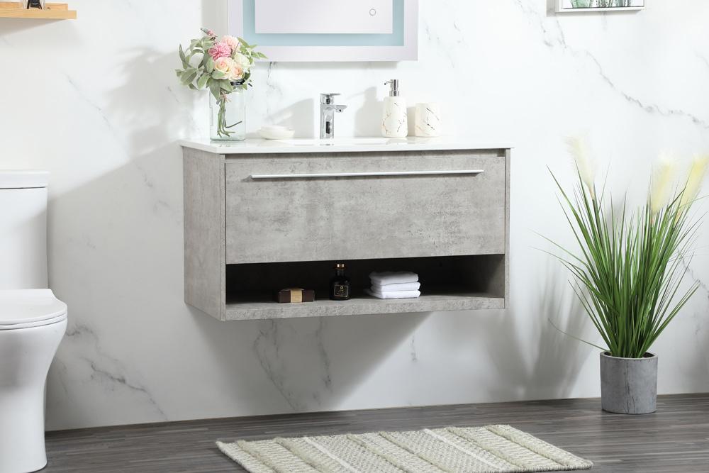 Elegant Furniture & Lighting - Roman 36 inch Single bathroom vanity in concrete grey - VF43536MCG veiw 9