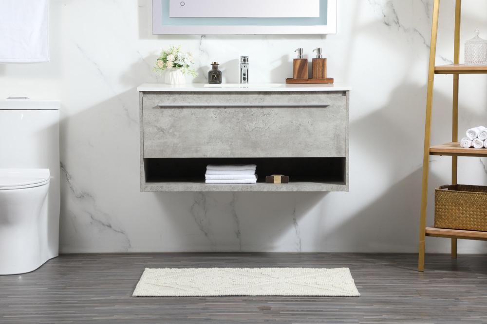 Elegant Furniture & Lighting - Roman 40 inch Single bathroom vanity in concrete grey - VF43540MCG veiw 2