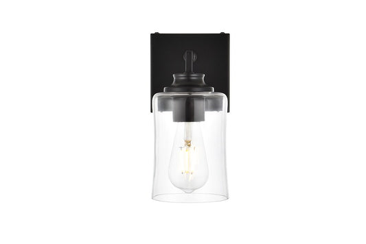 Elegant Furniture & Lighting - Ronnie 1 light Black and Clear Bath Sconce - LD7314W5BLK veiw 1
