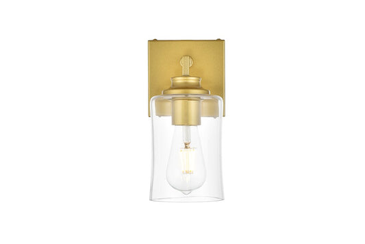 Elegant Furniture & Lighting - Ronnie 1 light Brass and Clear Bath Sconce - LD7314W5BRA veiw 1