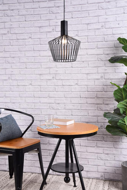 Elegant Furniture & Lighting - Ronnie 1 Light Black Pendant - LD2414BK veiw 2
