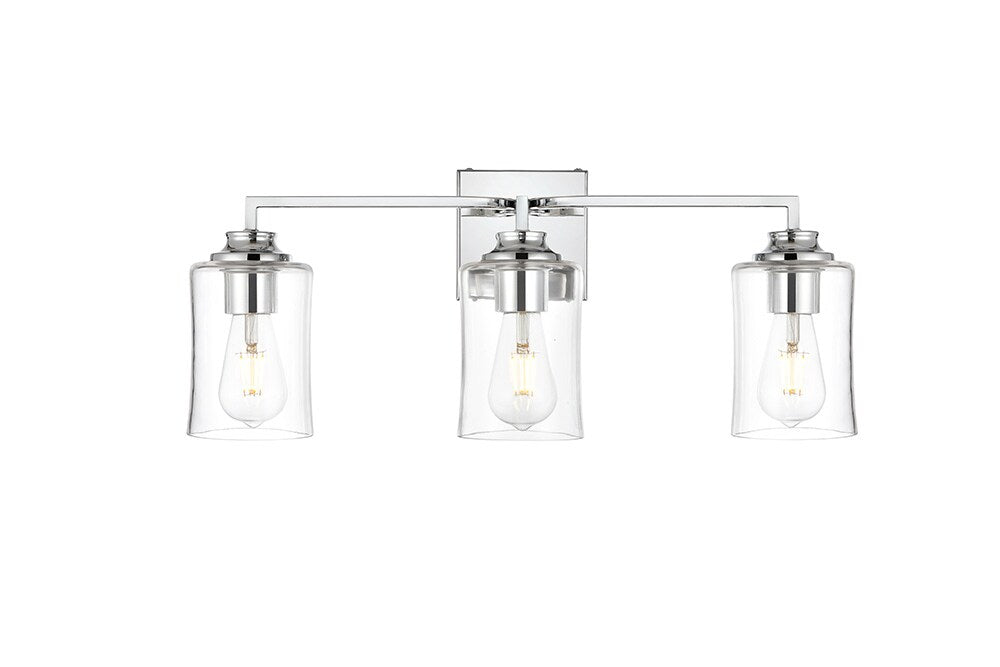 Elegant Furniture & Lighting - Ronnie 3 light Chrome and Clear Bath Sconce - LD7314W23CH veiw 1