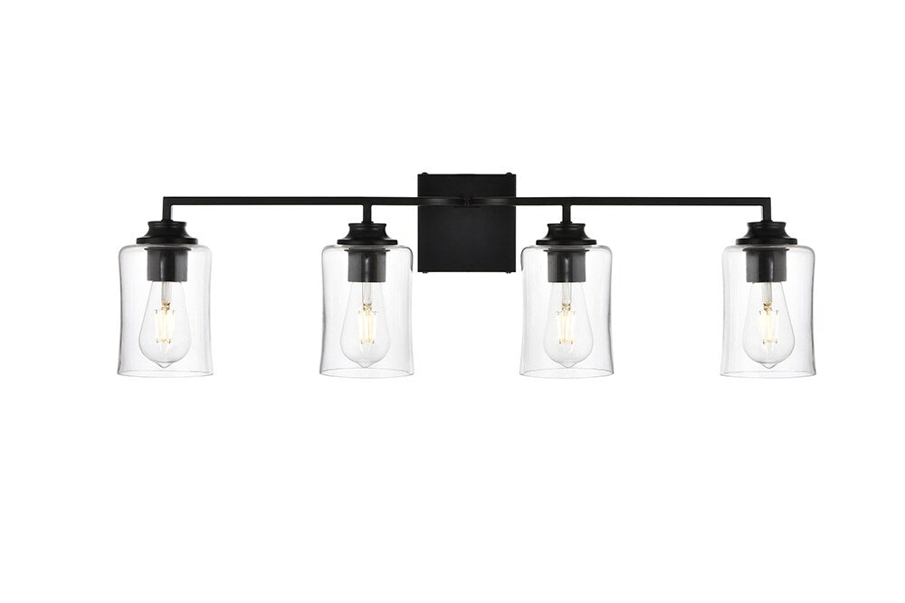Elegant Furniture & Lighting - Ronnie 4 light Black and Clear Bath Sconce - LD7314W32BLK veiw 1
