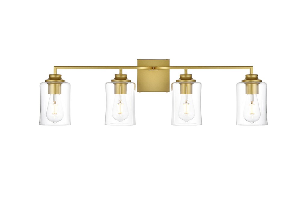 Elegant Furniture & Lighting - Ronnie 4 light Brass and Clear Bath Sconce - LD7314W32BRA veiw 1