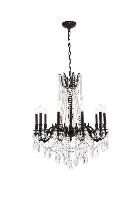 Elegant Furniture & Lighting - Rosalia 10 light Dark Bronze Chandelier Clear Royal Cut Crystal - 9210D28DB/RC veiw 1