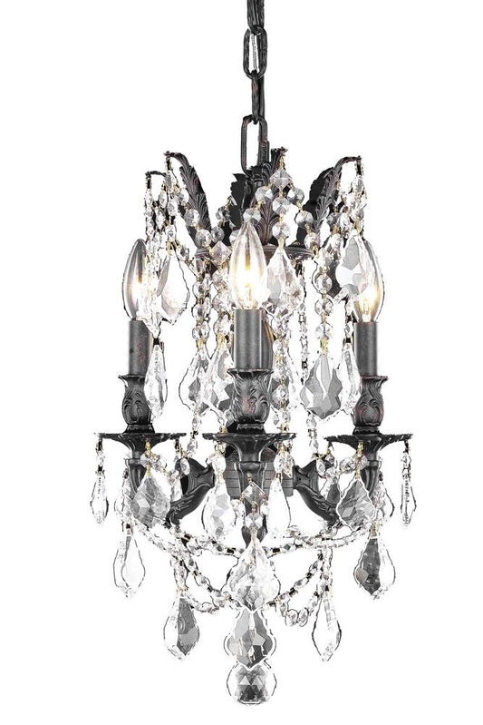 Elegant Furniture & Lighting - Rosalia 3 light Dark Bronze Pendant Clear Royal Cut Crystal - 9203D13DB/RC veiw 1
