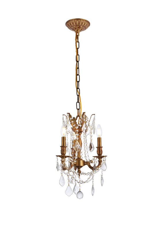 Elegant Furniture & Lighting - Rosalia 3 light French Gold Pendant Clear Royal Cut Crystal - 9203D13FG/RC veiw 1