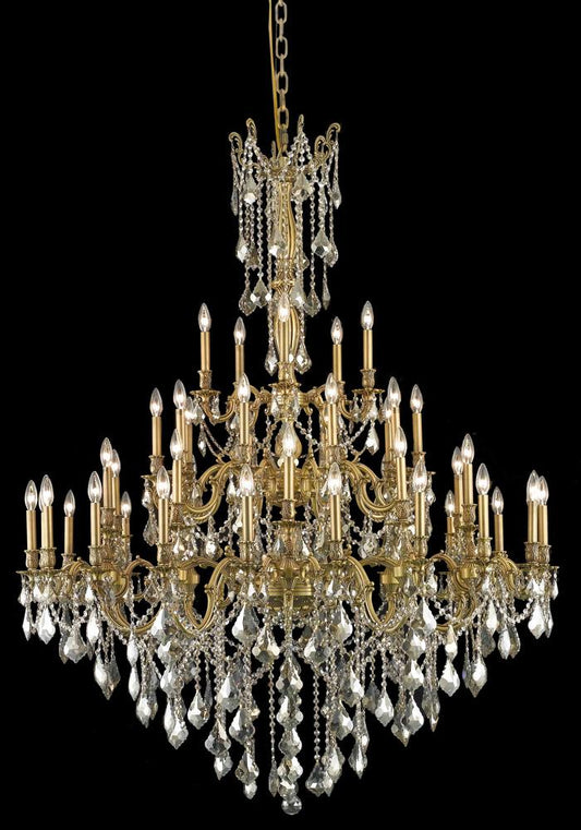Elegant Furniture & Lighting - Rosalia 45 light French Gold Chandelier Golden Teak (Smoky) Royal Cut Crystal - 9245G54FG-GT/RC veiw 1