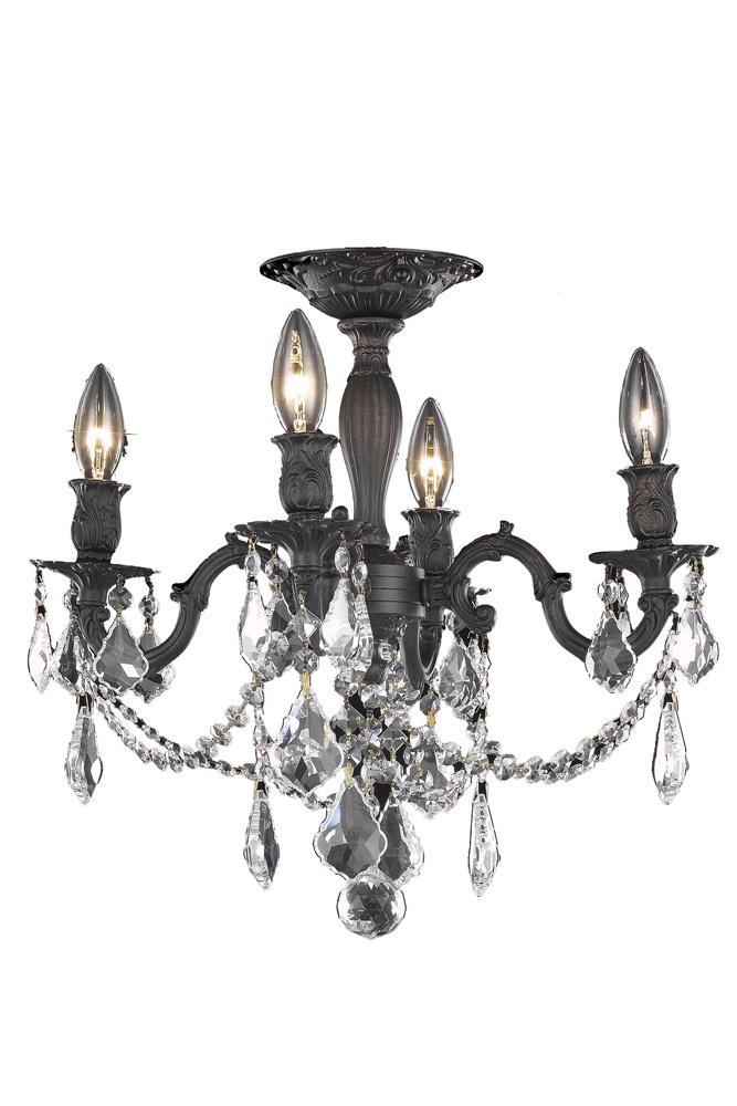 Elegant Furniture & Lighting - Rosalia 4 light Dark Bronze Flush Mount Clear Royal Cut Crystal - 9204F17DB/RC veiw 1