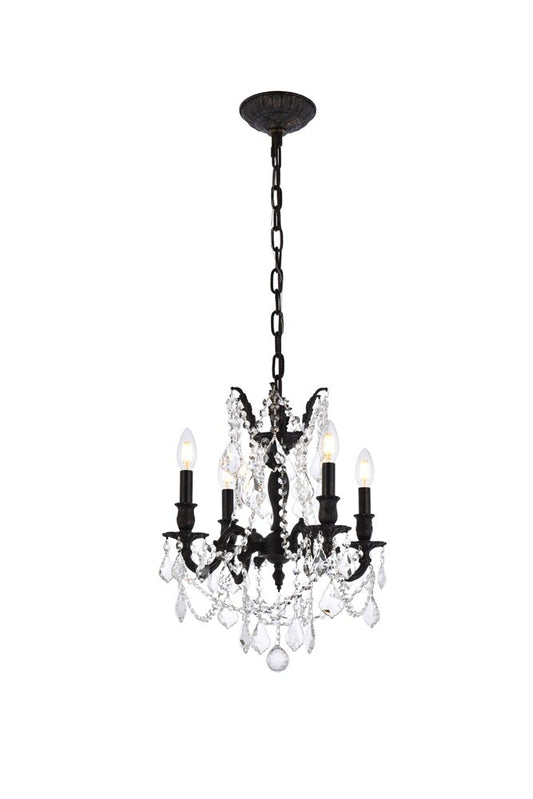 Elegant Furniture & Lighting - Rosalia 4 light Dark Bronze Pendant Clear Royal Cut Crystal - 9204D17DB/RC veiw 1