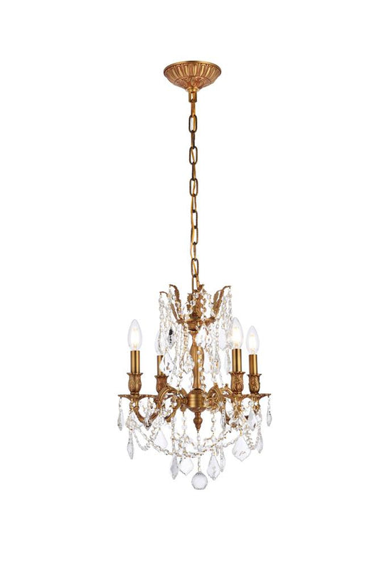 Elegant Furniture & Lighting - Rosalia 4 light French Gold Pendant Clear Royal Cut Crystal - 9204D17FG/RC veiw 1